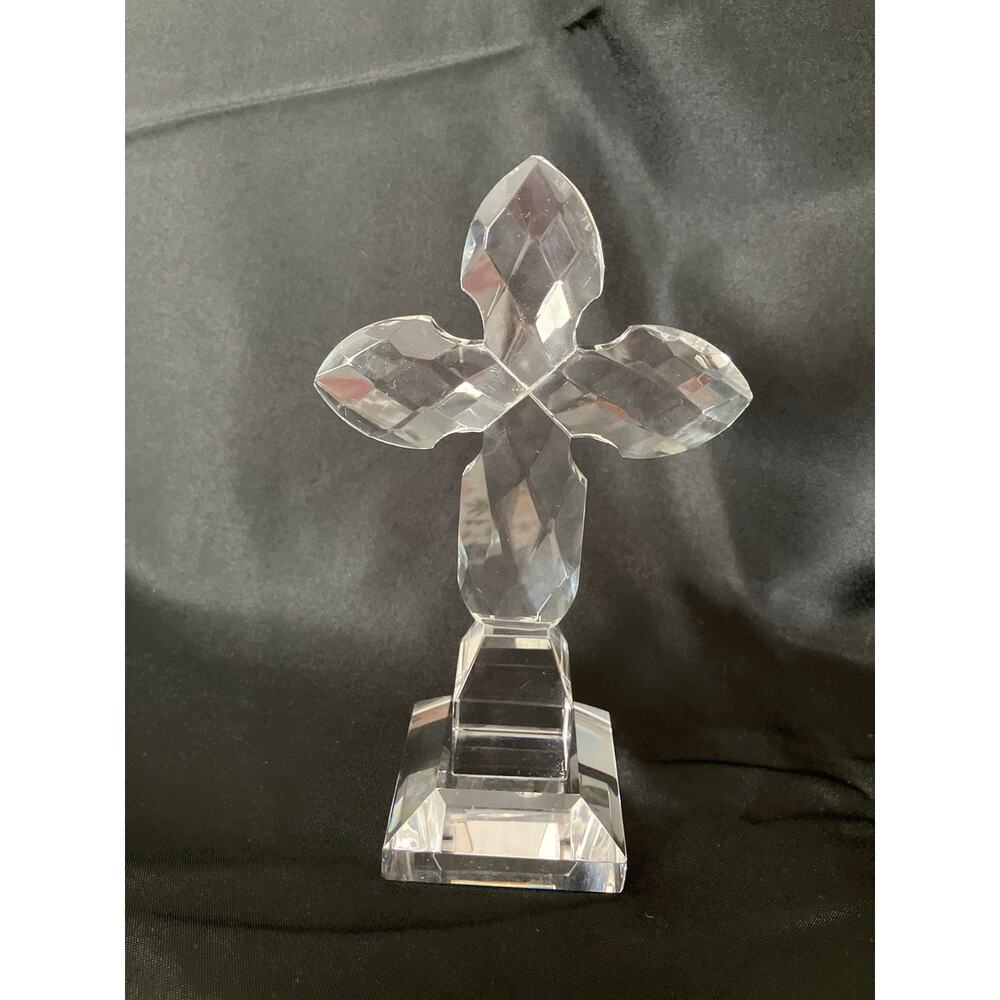 Living Quarters Crystal Cross 8" Clear Glass Religious Decor Gift